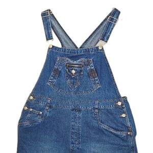 Vtg 90s Baggy Wide Leg Carpenter Bib Overalls Woman XL Blue Denim Garden Granny